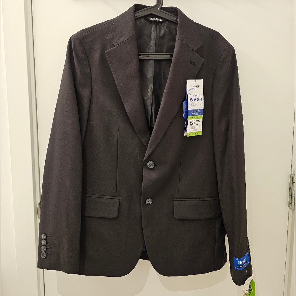 Hagar Suit Jacket Size 38 Black Charcoal